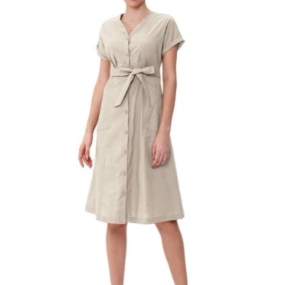 NWT Linen Button Down Midi Dress